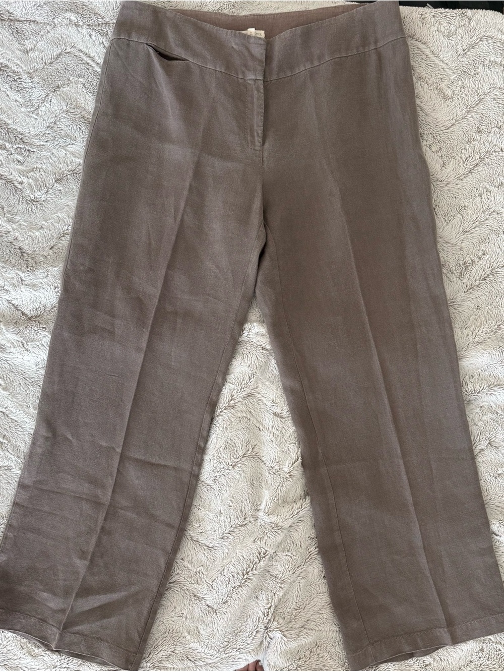 Eileen Fisher Organic Linen Wide-Leg Pants Beige Size Large